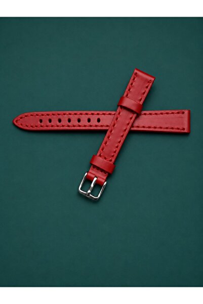 GENUINE LEATHER Premium Kırmızı Hakiki Deri Saat Kordonu 12mm Kasa Girişi 10m...