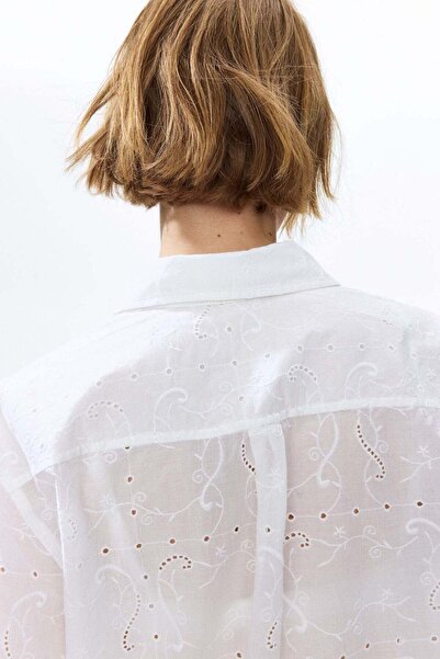 H&M Oversized broderie anglaise shirt