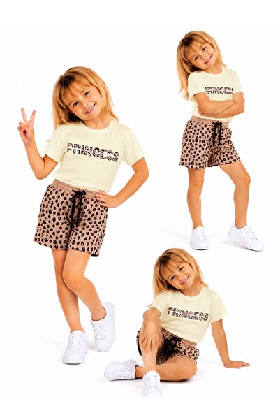 Patriko Girls' Summer Leopard Printed Sporty Stylish T-Shirt Shorts Set 3-10 ...