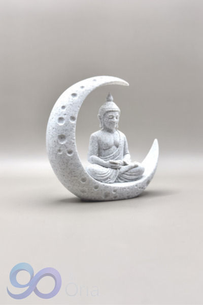 3DOria Ay Üzerinde Meditasyon Yapan Buda Heykeli 15x15 cm | Dekoratif Masaüst...