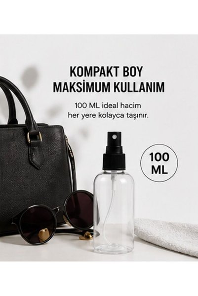 Kozpak 10 Adet 100 ML Şeffaf Plastik Sprey Şişe Siyah Parmak Spreyli Kolonya ...