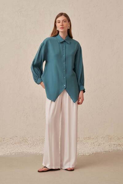 ALLDAY Green-Balloon Sleeve Oversize Shirt