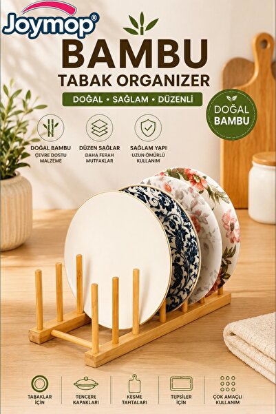 JOYMOP Bambu Tabak ve Tencere Kapağı Düzenleyici – Çok Amaçlı Mutfak Organize...