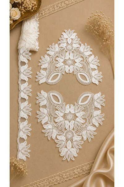 Esteks Dantel ve Tekstil Aksesuarları Tulip Pattern French Lace 11 Meters 2 P...