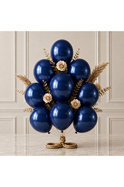 BeySüS Navy Blue Color Latex Metallic Balloon (30 cm) - 12 Pieces