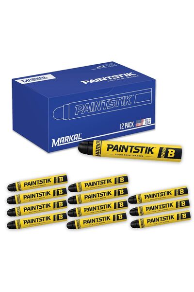 Markal 80223 B Paintstik Solid Paint Ambient Surface Marker, Black (Pack of 12)
