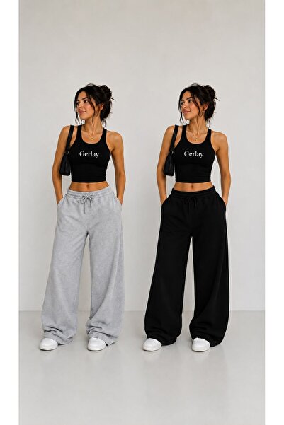 GERLAY 2 Colors Black and Grey Wide-Fit Sweatpants from Manufacturer on Sale