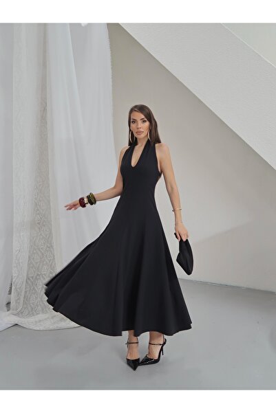Paw Garage Rochie maxi fluidă din țesătură, cu detaliu la gât Elena, pentru f...