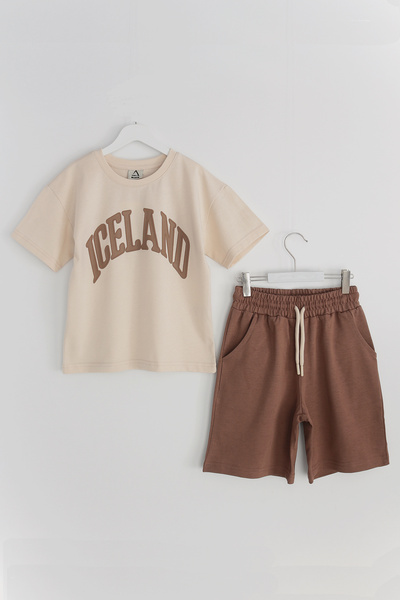 DobaKids Set de tricou și pantaloni scurți Capri de vară pentru băieți, seria...