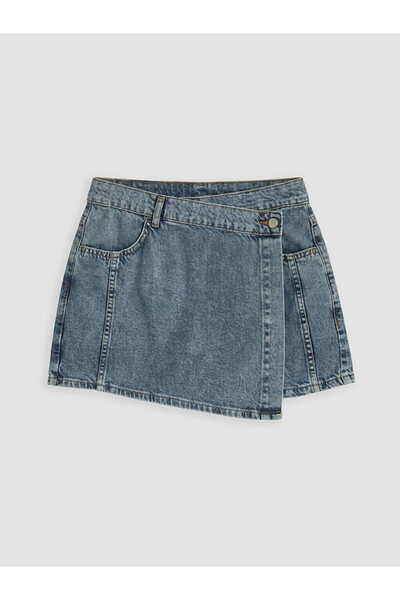 LC Waikiki Rmz Gi̇yi̇m Farkiyla High Waist Women's Jean Shorts Skirt