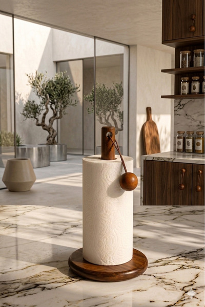 Emal Home Natural Wood Countertop Towel Holder - Pendulum Roll Napkin Holder
