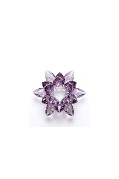 i love home glass Kristal Lotus Mor Şamdan 10*10 cm