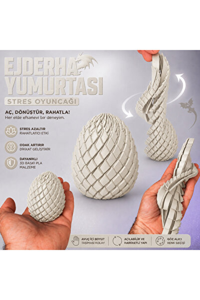 MİNGODAN Ejderha Yumurtası Stres Oyuncağı – Açılabilir Dragon Egg Fidget ç, A...
