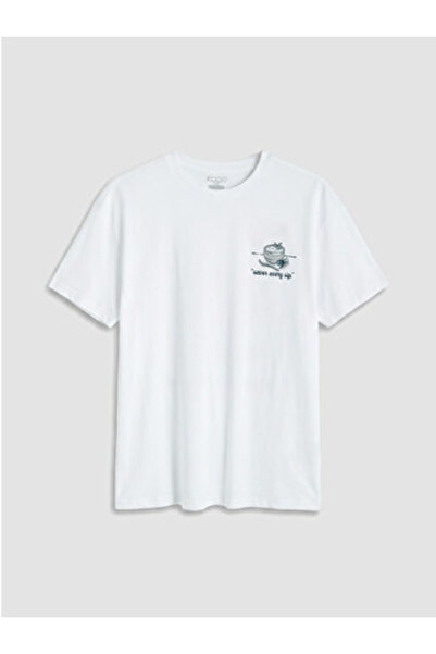 LC Waikiki New Season White Crew Neck Printed Women's Sports T-Shirt