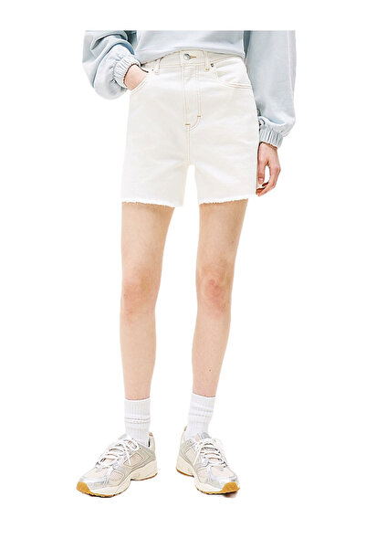 Tommy Hilfiger Γυναικείο Mom Τζιν Σορτς Εκρού Tommy Jeans DW0DW20093-1CE
