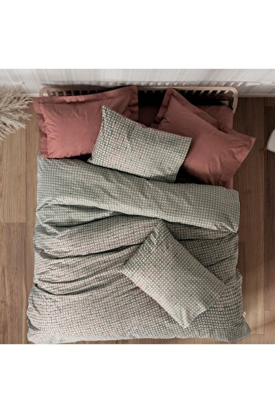 Cotton Box Double bed linen with Stretchy Mote Tile Red, Cotton Box, ranforce...