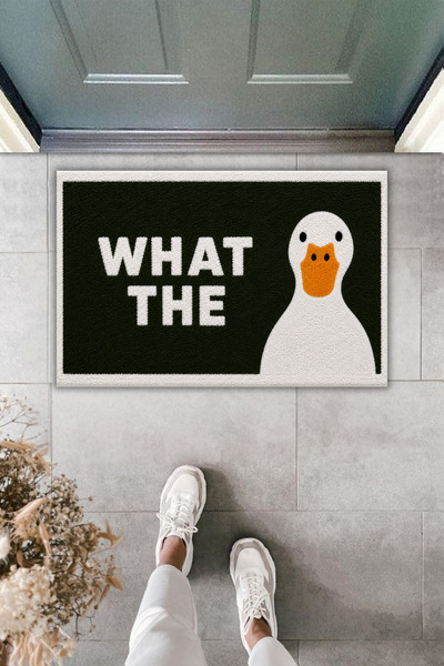 Dormot Dekoratif Dijital Paspas Kişiye Özel Tasarım What The Duck Kapı Önü Pa...