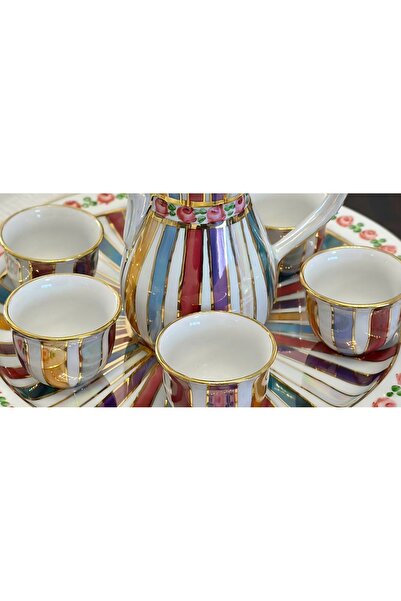 BY.RAYKA PORSELEN El Dekor Raduga Porcelain Hand-Painted 6-Piece Mirra Cup Se...