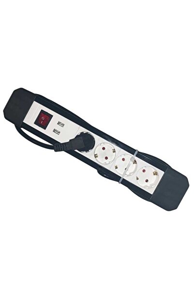 ALIEN Prelungitor cu 4 prize, 3 m, 3 x 1.5 mm², cu întrerupător și USB, HQ