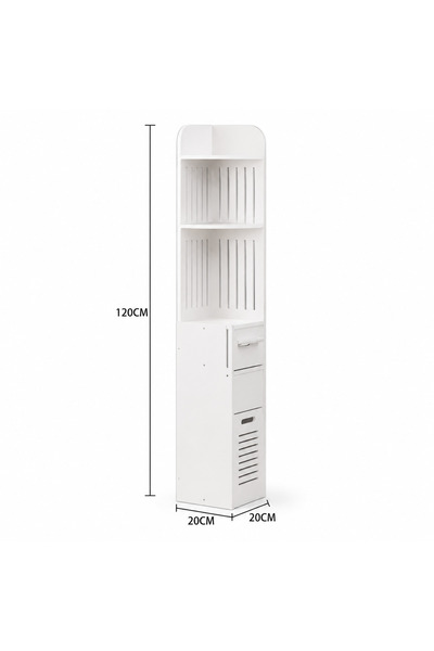 OEM Dulap multifunctional de colt alb, 120x20x20 cm, cu rafturi si sertare