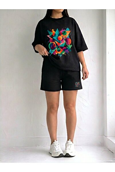 Özel Baskılı Oversize Pamuklu Bisiklet Yaka T-Shirt tshirt Takim