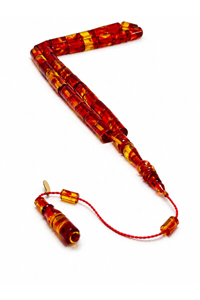 Deniz Elmasları Fire Amber - Crimped Amber Cut Model Prayer Beads Premium Col...