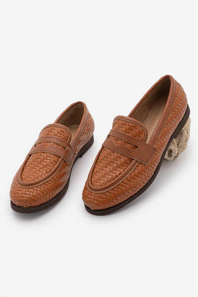 Marjin Women's Loafer Moccasin Knitted Pattern Casual Shoes Karnel Taba