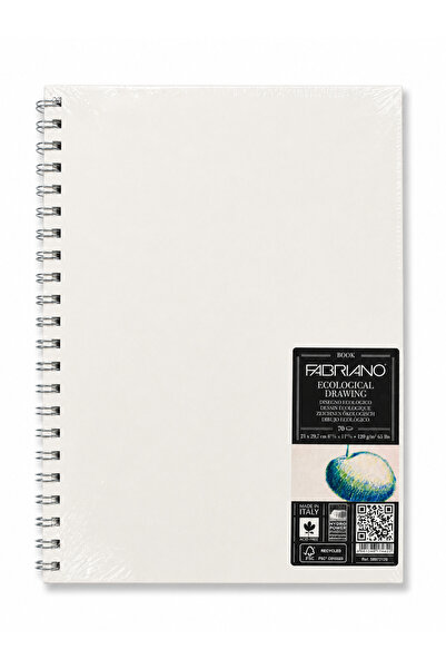 Fabriano Eco Sketchbook Spiral Bound Hard Cover A4 70 Sheets White Bound