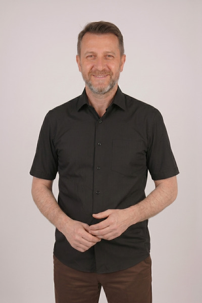 nacar çarşı Men's Black Classic Cut Short Sleeve Shirt