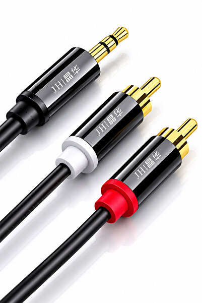 JINGHUA 3.5mm Jack - 2 RCA AUX Stereo Ses Kablosu 1.5 Metre, TV Hoparlör Amfi...