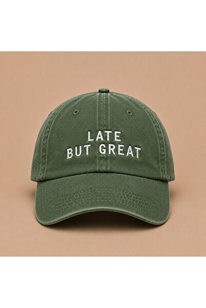 WeavedCo Late but Great Embroidered Vintage Washed Cap Hat
