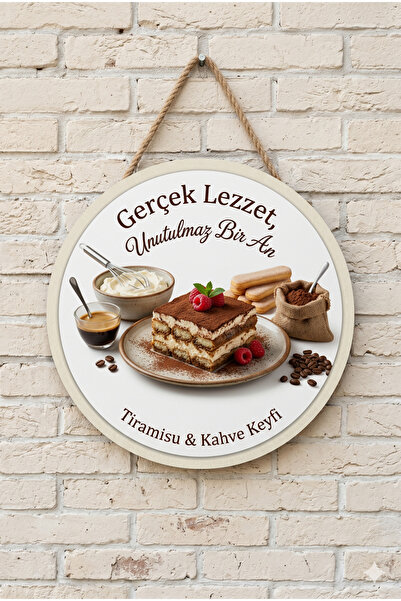 Mayeka Tiramisu Themed Wooden Wall Door Decorative Ornament Painting for Bake...