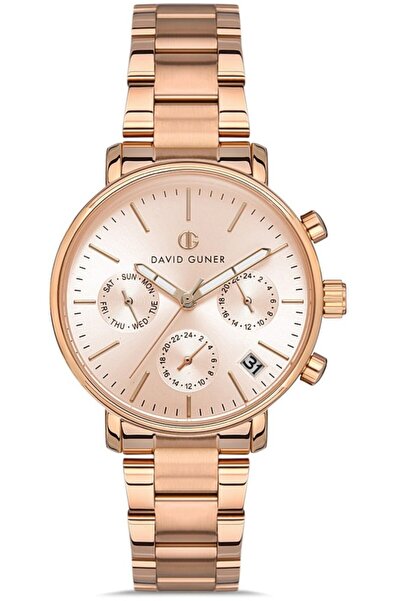 DAVID GUNER Dg-8379La-C5 Functions Active Calendar 3 Atm Water Resistant Rose...