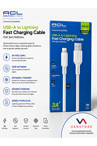 ACL İPHONE 3A HIZLI ŞARJ KABLOSU