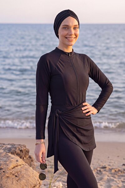 Triple Hijab Swimsuit Set Black