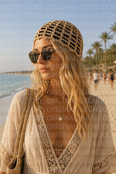 Emsay Store Gold Glitter Hand Knitted Summer Mesh Beanie with Buckle Gift – B...