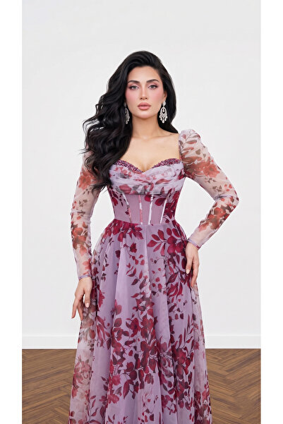 ABİYECİM ABİYE ÇİÇEK DESENLİ PRENSES MODEL ABİYE