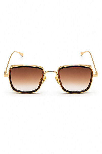CLAREX Aura Minimal Gold Frame Brown Glass Sunglasses