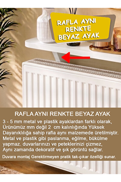 Zümra Ahşap Petek Üstü Uçan Raf Dresuar Beyaz 80 cm