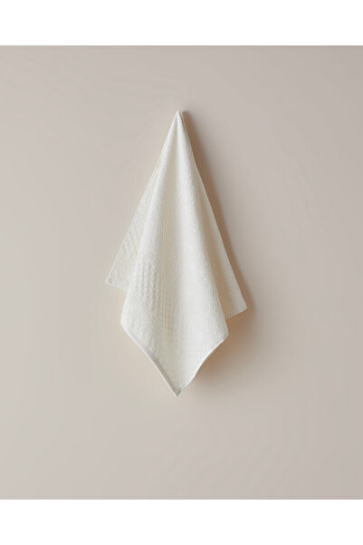 LC Waikiki Nevavm Border Check Cotton Face Towel 50X80 cm Ivory