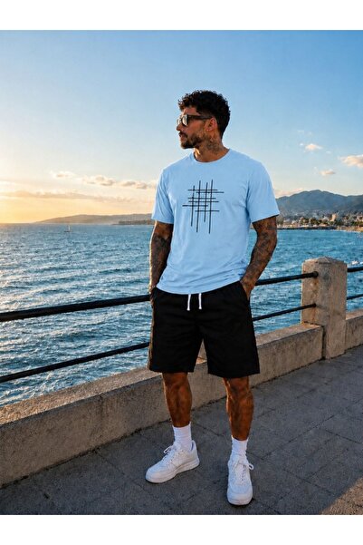 FAEL LİFE Unisex Wide-Let T-Shirt and Shorts Set with Rod Print