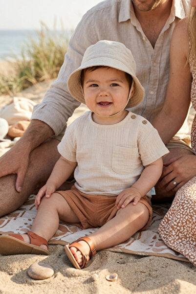LITTLE'S WORLD Organic Cotton Muslin Baby T-Shirt Baby Shorts Set