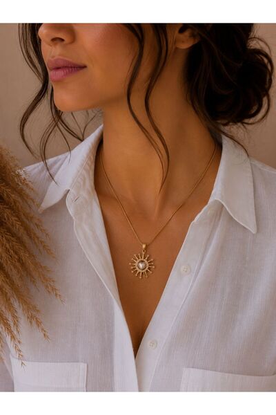 stainless steell Pearlescent Heart Steel Necklace