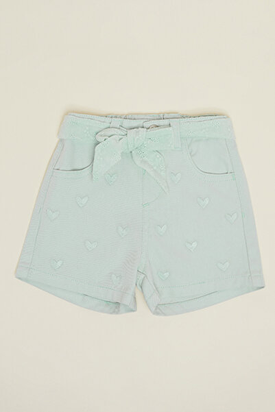 R&B Embroidered Denim Shorts with Drawstring Waist