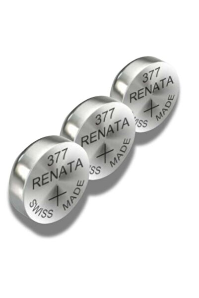 RENATA Set de 3 baterii alcaline 377/SR626SW, argintii, 2.6x6.8mm
