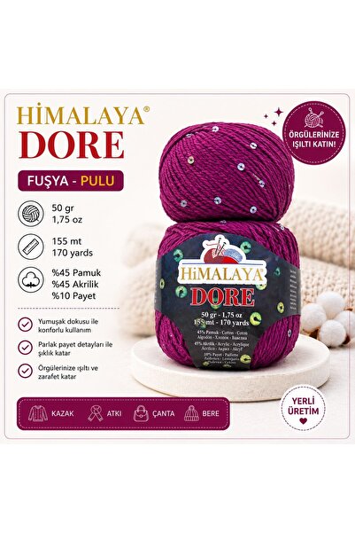 Himalaya Dore Pullu El Örgü İpi 50 gr - Fuşya (Pulu)