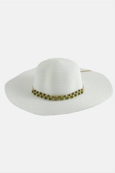 Generic Brand Beaded Knitted Straw Hat
