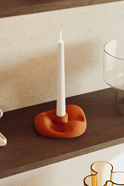 BEIGE Calm Dokulu Şamdan Mumluk