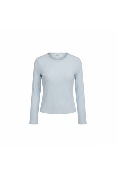 Ardene Collective Light Blue Ribbed Long Sleeve Top