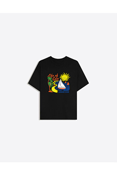 Disante Life of Ease Printed Crew Neck Oversize Trend Γυναικείο T-shirt